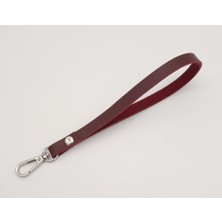 Angel Çanta Aksesuar Ince Tek Kat Deri Bordo Renk Elcik Gümüş Metal