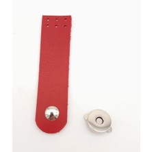 Angel Çanta Aksesuar Kırmızı Renk Tek Kat Deri Kapak 10.5x2.5 cm Gümüş Metal