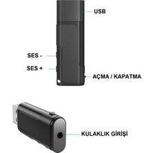 Teknospy Gizli Mini Profesyonel Ses Dinleme Kayıt Cihazı 16 GB USB Bellek Ortam Ses Kaydedici