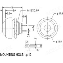 Roba 12MM PBS-33B 2 Pin Push Buton Siyah On Off 1A 250V Mini