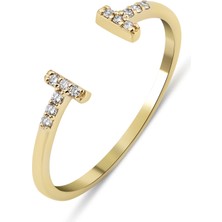 Kairos Jewelry 14 Ayar Altın Minimal T-Bar Yüzük KRS039-14GRZ