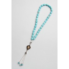 So CHIC Turkuaz Firuze Taşlı  Gümüş Kartal Figürlü 22 Cm Tesbih