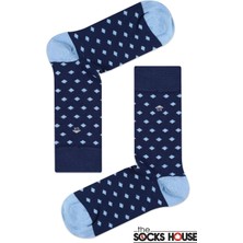 The Socks House Kadın Çift Kat Bambu Lacivert Elmas Desenli Çorap