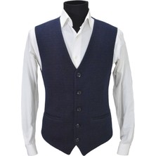 Mentor Regalo Erkek Yelek V Yaka Lacivert Kabartma Desen 50454