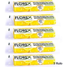 Florex 40 Litre Büzgülü Limon Kokulu Sarı Çöp Torbası Poşeti / 55 x 60 Cm. - 10 Adetlik 5 Rulo