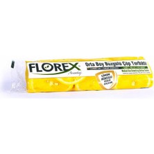 Florex 40 Litre Büzgülü Limon Kokulu Sarı Çöp Torbası Poşeti / 55 x 60 Cm. - 10 Adetlik 5 Rulo