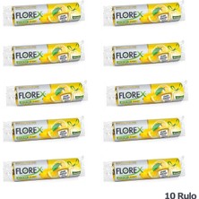 Florex 60 Litre Büzgülü Limon Kokulu Sarı Çöp Torbası Poşeti / 65 x 70 Cm. - 10 Adetlik 10 Rulo