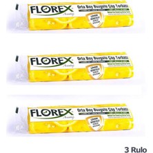 Florex 40 Litre Büzgülü Limon Kokulu Sarı Çöp Torbası Poşeti / 55 x 60 Cm. - 10 Adetlik 3 Rulo