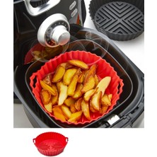 HOMENIVA Silikon Air Fryer Pişirme Kabı Tüm Cihazlara Uyumlu Kırmızı