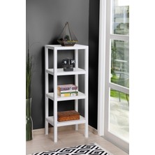 Bath 4 Katlı Düzenleyici Plastik Raf Ünitesi Banyo Rafı Kozmetik Rafı Mutfak Rafı Çiçeklik Beyaz