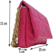 Liva 2230 Nakış Işlemeli Plastik Zincir Kulplu Kadın El Çanta - Fuşya