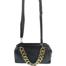 Liva 5145 Zincir Detay Kadın El Omuz Çantası - Siyah