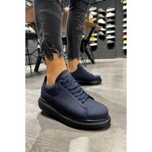 Rainon Store Lacivert Deri Bağcıklı Rahat Tabanlı Erkek Sneaker