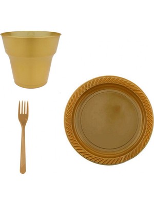 Hayaller Dükkanı 25 Kişilik Pastik Tabak Bardak Çatal Set