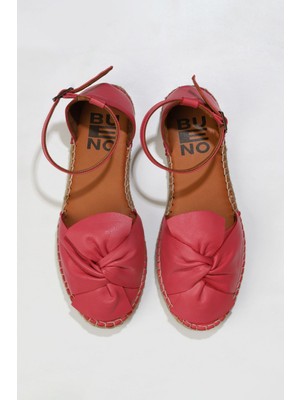 Bueno Shoes Fuşya Deri Kadın Espadril Sandalet