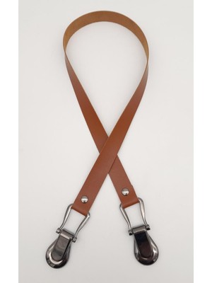 Angel Çanta Aksesuar Taba Tek Kat Deri Çanta Sapı Füme Metalli