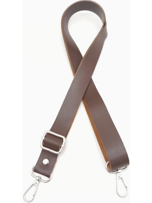 Angel Çanta Aksesuar Deri Ayarlı Çanta Sapı 120X2.4 cm Kahverengi Gümüş Metal