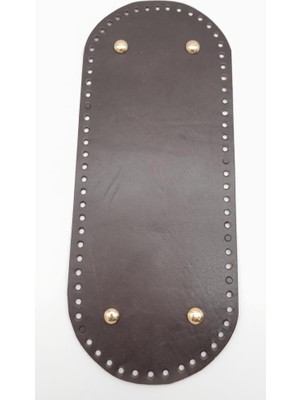 Angel Çanta Aksesuar Gerçek Deri Koyu Kahve 30X12 cm Oval Light Gold Metalli Çanta Tabanı