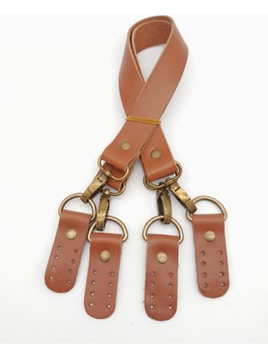 Angel Çanta Aksesuar Taba Gerçek Deri 55 cm Çift Sap Misu Model Antik Metal