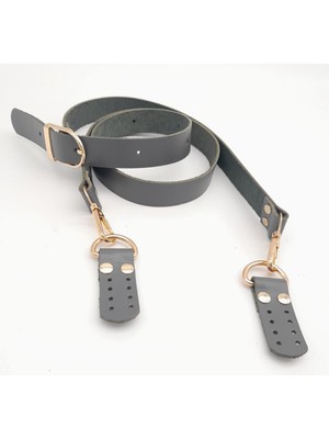 Angel Çanta Aksesuar Gerçek Deri Ayarlı Uzun Sap 2.3X130 Gri Light Gold Metalli