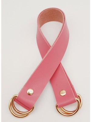 Angel Çanta Aksesuar Fuşya Deri 38X2.5 cm Çift Çanta Sapı Light Gold Metalli