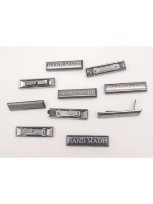 Angel Çanta Aksesuar 10 Lu Handmade Yazılı Metal Etiket Plaka Süs Füme Renk