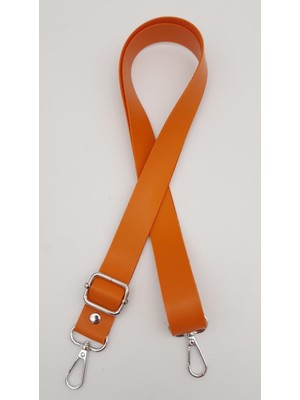 Angel Çanta Aksesuar Deri Ayarlı Çanta Sapı 120X2.4 cm Turuncu Gümüş Metal