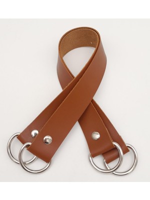 Angel Çanta Aksesuar Taba Deri 38X2.5 cm Çift Çanta Sapı Gümüş Metalli