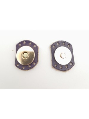 Angel Çanta Aksesuar Mor Renk Gerçek Derili Oval Kenar Mıknatıslı Çıtçıt Light Gold Metalli