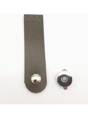 Angel Çanta Aksesuar Haki Renk Tek Kat Deri Kapak 10.5x2.5 cm Gümüş Metal