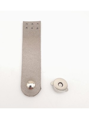 Angel Çanta Aksesuar Parlak Gri Renk Tek Kat Deri Kapak 10.5x2.5 cm Gümüş Metal