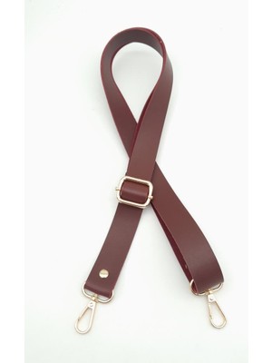 Angel Çanta Aksesuar Deri Ayarlı Çanta Sapı 120X2.4 cm Bordo Light Gold Metal