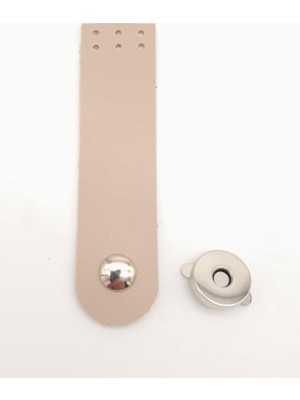 Angel Çanta Aksesuar Bej Renk Tek Kat Suni Deri Kapak 10.5x2.5 cm Gümüş Metal