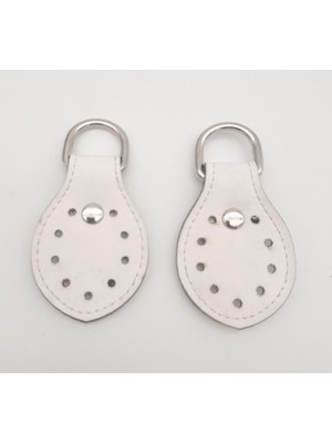 Angel Çanta Aksesuar Beyaz Çift Kat Dikişli Suni Deri Sapucu Böce Gümüş Metalli