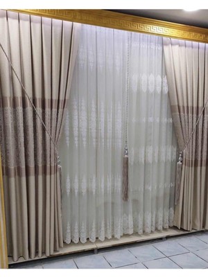 Yuka Pano Fon Perde Kahve Bej Vizon Tek Kanat Sık Pileli Jakarlı Parlak DESENLI80 x 280