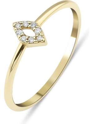 Kairos Jewelry 14 Ayar Altın Minimal Markiz Yüzük KRS004-14GRZ