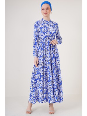 Bigdart 2144 Hakim Yaka Tesettür Elbise - Saks