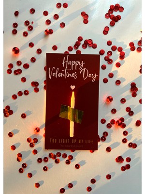 The Istanbul Event Kırmızı Sevgililer Günü Mumlu Kutlama Kartı - Happy Valentines Day - You Light Up My Life