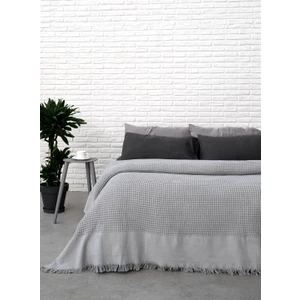 Waffle Yatak Örtüsü Açık Gri 240x260