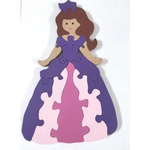Mor Elbiseli Prenses Ahşap Puzzle Yapboz