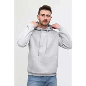 Gri Üç Iplik Ünisex Kapüşonlu Sweatshirt