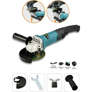 1250 WATT Avuç Içi Taşlama Makinası 6 Kademeli Uzun Kuyruk Devir Ayarlı 125 mm Mavi