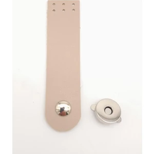 Angel Çanta Aksesuar Bej Renk Tek Kat Suni Deri Kapak 10.5x2.5 cm Gümüş Metal