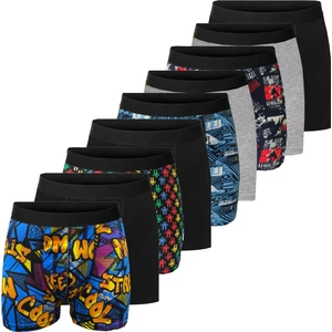 Desenli Düz Karışık Erkek 9'lu Paket Pamuklu Boxer