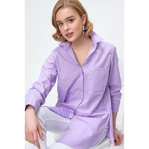 3879 Oversize Cepli Gömlek - Lila