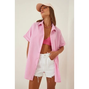 20120 Oversize Kısa Kollu Gömlek - Pembe