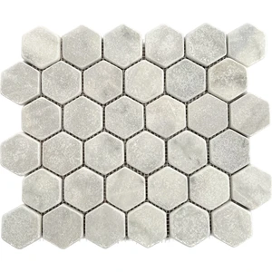 Doğaltaş Fileli 2" Hexagon Carrara Eskitme Mermer Mozaik
