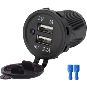 Tekne Karavan Çiftli USB Soketi Çerçevesiz 12-24V