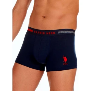 U.S. Polo Assn. Yazılı Lacivert Gri Beyaz 3'lü Pamuklu Likralı Erkek Boxer