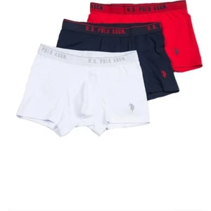 U.S. Polo Assn. 3'lü Paket Kemeri Marka Baskılı Arma Nakışlı Pamuklu Likralı Erkek Boxer